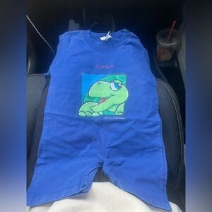Blue Cancun Dinosaur Baby Romper